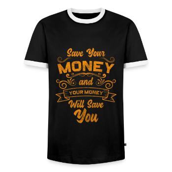 Argent Succès Euro Affaires - T-shirt contrasté Homme - noir/blanc - Devant - AI Model Female 172 light (172cm) & AI Model Male 178 light (178cm)