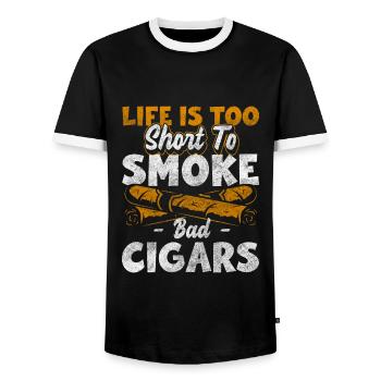 Smoker Hemp Addiction - Men's Ringer Shirt - black/white - Front - AI Model Female 172 light (172cm) & AI Model Male 178 light (178cm)