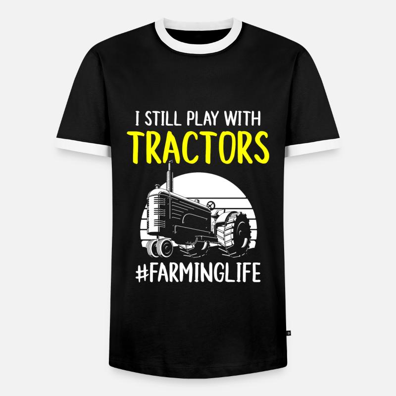 Farmer stable demonstrate protest - Men's Ringer Shirt - black/white