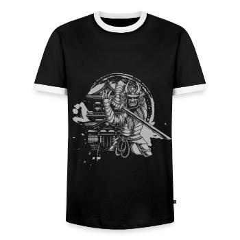 Asia Dragon Mythology - Men's Ringer Shirt - black/white - Front - AI Model Female 172 light (172cm) & AI Model Male 178 light (178cm)