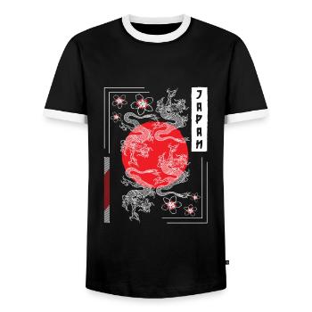 Orient Fighter Drawings Fairy Tales - Men's Ringer Shirt - black/white - Front - AI Model Female 172 light (172cm) & AI Model Male 178 light (178cm)