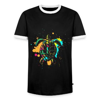 Eau de mer Mignon - T-shirt contrasté Homme - noir/blanc - Devant - AI Model Female 172 light (172cm) & AI Model Male 178 light (178cm)