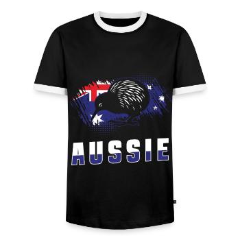 Australia Flag Animals - Men's Ringer Shirt - black/white - Front - AI Model Female 172 light (172cm) & AI Model Male 178 light (178cm)