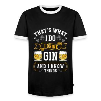 Alcohol Party Drinker Drinking Game - Men's Ringer Shirt - black/white - Front - AI Model Female 172 light (172cm) & AI Model Male 178 light (178cm)