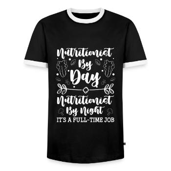 Nutrition Health Job - Men's Ringer Shirt - black/white - Front - AI Model Female 172 light (172cm) & AI Model Male 178 light (178cm)