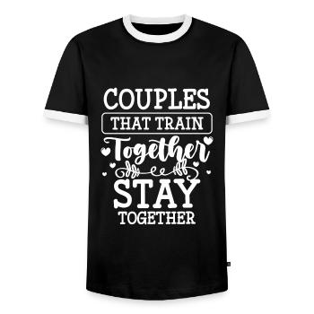 Training Sport - Männer Kontrast-T-Shirt - Schwarz/Weiß - Vorne - AI Model Female 172 light (172cm) & AI Model Male 178 light (178cm)