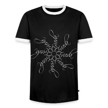 Frieda Name Namensmandala - Männer Kontrast-T-Shirt - Schwarz/Weiß - Vorne - AI Model Female 172 light (172cm) & AI Model Male 178 light (178cm)