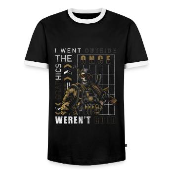 Gaming Online Grafik Spielen - Männer Kontrast-T-Shirt - Schwarz/Weiß - Vorne - AI Model Female 172 light (172cm) & AI Model Male 178 light (178cm)