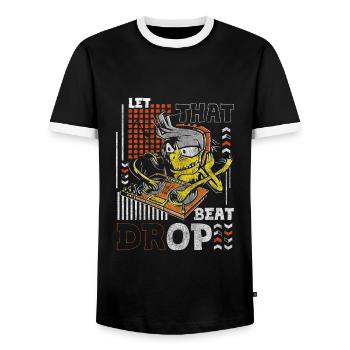 Disc Jockey Music Crowd Life - Men's Ringer Shirt - black/white - Front - AI Model Female 172 light (172cm) & AI Model Male 178 light (178cm)