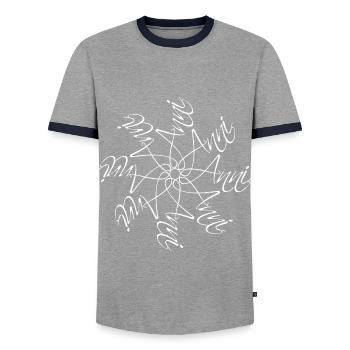 Anni Name Namensmandala - Männer Kontrast-T-Shirt - Grau/Navy  - Vorne - AI Model Female 172 light (172cm) & AI Model Male 178 light (178cm)