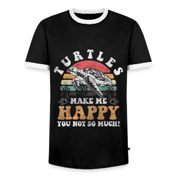Turtle Sea Creatures Environmentalist - Men's Ringer Shirt - black/white - Front - AI Model Female 172 light (172cm) & AI Model Male 178 light (178cm)