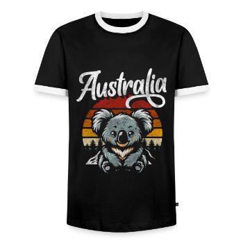 Outback Tourism Exotic - Men's Ringer Shirt - black/white - Front - AI Model Female 172 light (172cm) & AI Model Male 178 light (178cm)