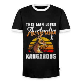 Down Under Animals Animal Wanderlust - Men's Ringer Shirt - black/white - Front - AI Model Female 172 light (172cm) & AI Model Male 178 light (178cm)