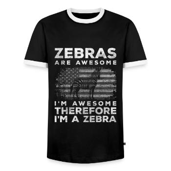 zebras animal steppe Kenya - Men's Ringer Shirt - black/white - Front - AI Model Female 172 light (172cm) & AI Model Male 178 light (178cm)