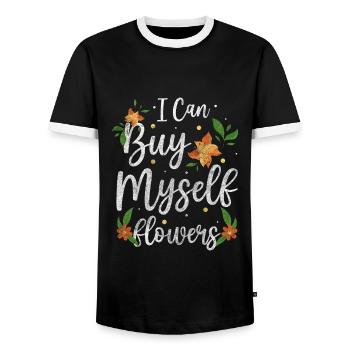 Flowers Smell Love Summer Festival - Men's Ringer Shirt - black/white - Front - AI Model Female 172 light (172cm) & AI Model Male 178 light (178cm)