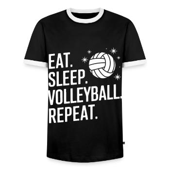 Joueurs de volley-ball Joueurs de beach-volley - T-shirt contrasté Homme - noir/blanc - Devant - AI Model Female 172 light (172cm) & AI Model Male 178 light (178cm)