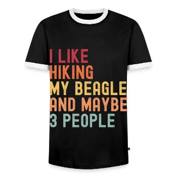 Beagle Outdoor Dog Nature Hiking retro vintage - Men's Ringer Shirt - black/white - Front - AI Model Female 172 light (172cm) & AI Model Male 178 light (178cm)