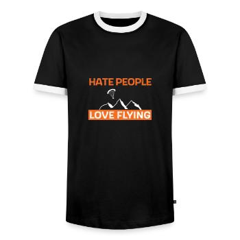 Détester les gens - aimer voler - T-shirt contrasté Homme - noir/blanc - Devant - AI Model Female 172 light (172cm) & AI Model Male 178 light (178cm)
