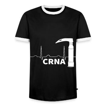 CRNA Anesthesia Miller laryngoscope ECG traçage - T-shirt contrasté Homme - noir/blanc - Devant - AI Model Female 172 light (172cm) & AI Model Male 178 light (178cm)