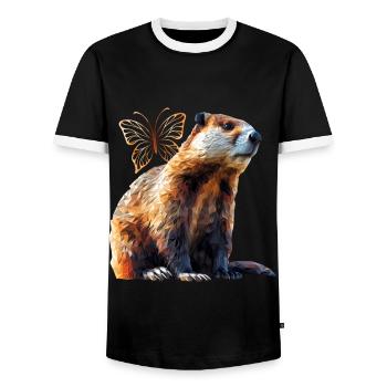 Castor - T-shirt contrasté Homme - noir/blanc - Devant - AI Model Female 172 light (172cm) & AI Model Male 178 light (178cm)