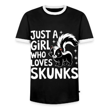 Skunk Zoo Animals - Men's Ringer Shirt - black/white - Front - AI Model Female 172 light (172cm) & AI Model Male 178 light (178cm)