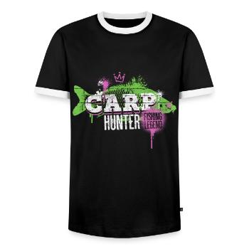 Carp Carp Hunter Fishing Angler Fish Graffiti - Men's Ringer Shirt - black/white - Front - AI Model Female 172 light (172cm) & AI Model Male 178 light (178cm)