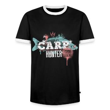Carp Carp Hunter Fishing Angler Fish Graffiti - Men's Ringer Shirt - black/white - Front - AI Model Female 172 light (172cm) & AI Model Male 178 light (178cm)