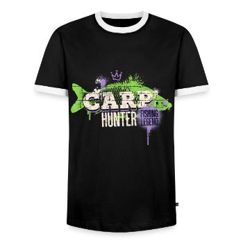 Carp Carp Hunter Fishing Angler Fish Graffiti - Men's Ringer Shirt - black/white - Front - AI Model Female 172 light (172cm) & AI Model Male 178 light (178cm)