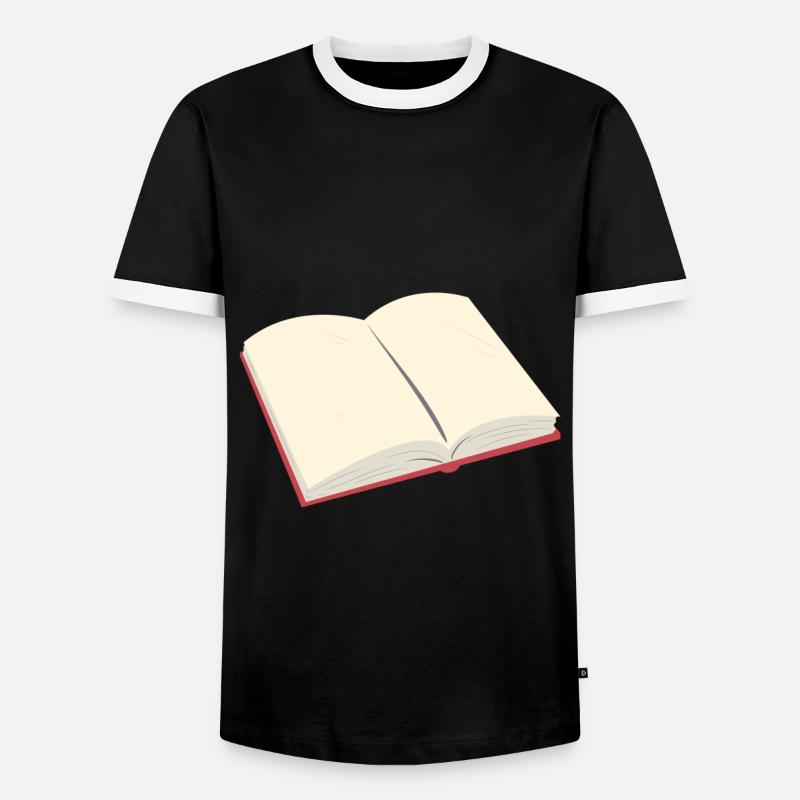 Offenes Buch - Männer Kontrast-T-Shirt - Schwarz/Weiß
