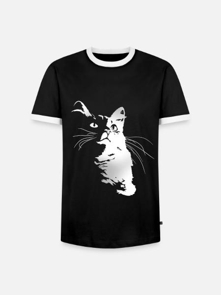 Chat - T-shirt contrasté Homme - noir/blanc