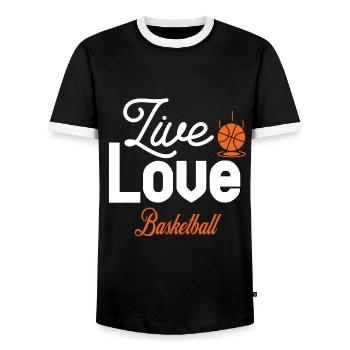 Live Love Basketball - T-shirt contrasté Homme - noir/blanc - Devant - AI Model Female 172 light (172cm) & AI Model Male 178 light (178cm)