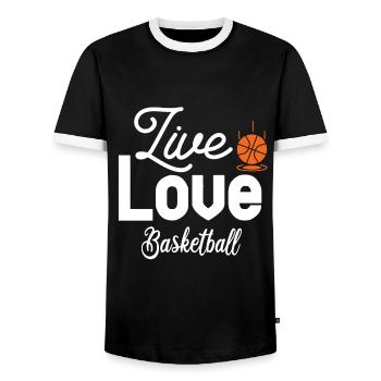 Live Love Basketball - T-shirt contrasté Homme - noir/blanc - Devant - AI Model Female 172 light (172cm) & AI Model Male 178 light (178cm)