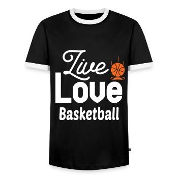 Live Love Basketball - T-shirt contrasté Homme - noir/blanc - Devant - AI Model Female 172 light (172cm) & AI Model Male 178 light (178cm)