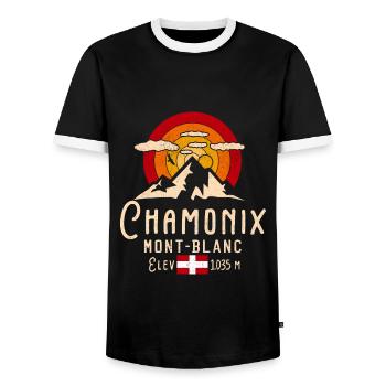 Chamonix French Alps - T-shirt contrasté Homme - noir/blanc - Devant - AI Model Female 172 light (172cm) & AI Model Male 178 light (178cm)