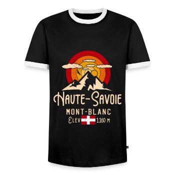 Haute savoie - T-shirt contrasté Homme - noir/blanc - Devant - AI Model Female 172 light (172cm) & AI Model Male 178 light (178cm)