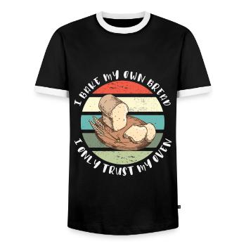 I Bake My Own Bread - I Only Trust My Oven - Men's Ringer Shirt - black/white - Front - AI Model Female 172 light (172cm) & AI Model Male 178 light (178cm)