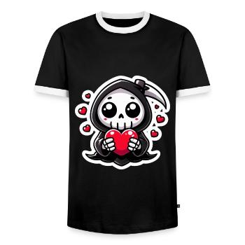 Amour mignon de la faucheuse - T-shirt contrasté Homme - noir/blanc - Devant - AI Model Female 172 light (172cm) & AI Model Male 178 light (178cm)