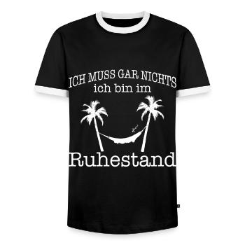 Ruhestand Spruch Pension Rentner Sprüche Rente - Männer Kontrast-T-Shirt - Schwarz/Weiß - Vorne - AI Model Female 172 light (172cm) & AI Model Male 178 light (178cm)