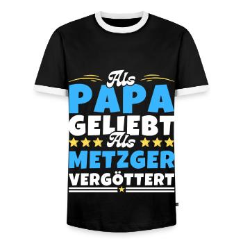 Als Papa geliebt, als Metzger vergöttert - Männer Kontrast-T-Shirt - Schwarz/Weiß - Vorne - AI Model Female 172 light (172cm) & AI Model Male 178 light (178cm)
