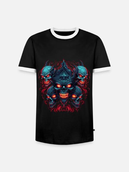 Abstract Devil Satan Skeleton Demons - Men's Ringer Shirt - black/white