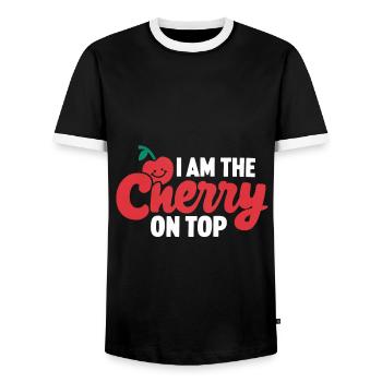 Kirsche Kirschen Früchte Essen - Männer Kontrast-T-Shirt - Schwarz/Weiß - Vorne - AI Model Female 172 light (172cm) & AI Model Male 178 light (178cm)