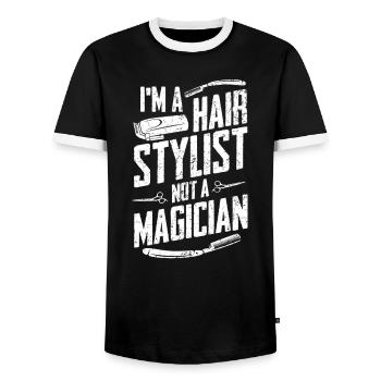 Barber Barbershop Barbier Bart Friseur Friseurin - Männer Kontrast-T-Shirt - Schwarz/Weiß - Vorne - AI Model Female 172 light (172cm) & AI Model Male 178 light (178cm)