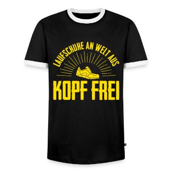 Running Joggen Laufen - Männer Kontrast-T-Shirt - Schwarz/Weiß - Vorne - AI Model Female 172 light (172cm) & AI Model Male 178 light (178cm)