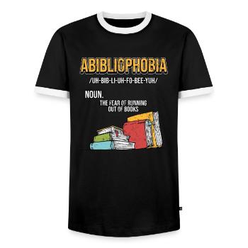 Ver de bibliothèque Drôle Geek Geek lecteur bibliothèque - T-shirt contrasté Homme - noir/blanc - Devant - AI Model Female 172 light (172cm) & AI Model Male 178 light (178cm)