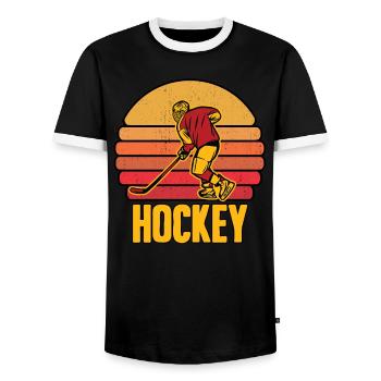 Hockey hockey bâtons de hockey cadeau d’équipe - T-shirt contrasté Homme - noir/blanc - Devant - AI Model Female 172 light (172cm) & AI Model Male 178 light (178cm)