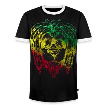 Africa Lion's Head Lion Animal Lion Maori King - Men's Ringer Shirt - black/white - Front - AI Model Female 172 light (172cm) & AI Model Male 178 light (178cm)