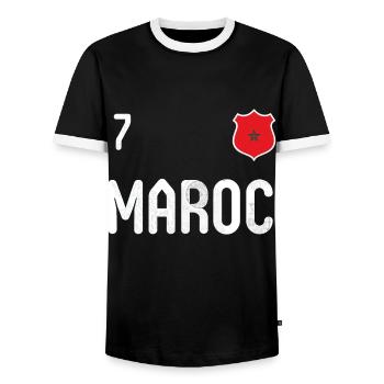 Teeshirt Maroc avec le numéro 7 - T-shirt contrasté Homme - noir/blanc - Devant - AI Model Female 172 light (172cm) & AI Model Male 178 light (178cm)