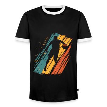 Basketball Basketball Player Vintage - Men's Ringer Shirt - black/white - Front - AI Model Female 172 light (172cm) & AI Model Male 178 light (178cm)