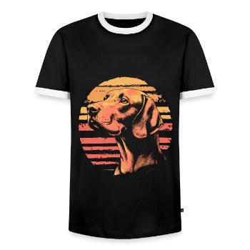 Vizsla Vintage - Männer Kontrast-T-Shirt - Schwarz/Weiß - Vorne - AI Model Female 172 light (172cm) & AI Model Male 178 light (178cm)