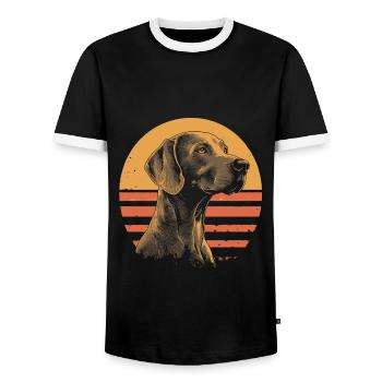 Braque de Weimar Vintage - T-shirt contrasté Homme - noir/blanc - Devant - AI Model Female 172 light (172cm) & AI Model Male 178 light (178cm)